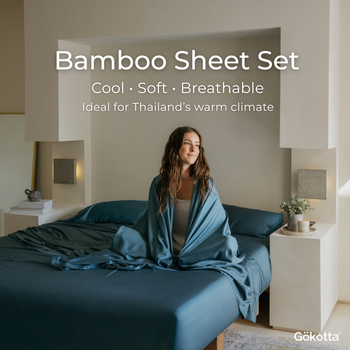 ชุดผ้าปูที่นอนใยไผ่ | Bamboo Sheets – สีฟ้า Blue