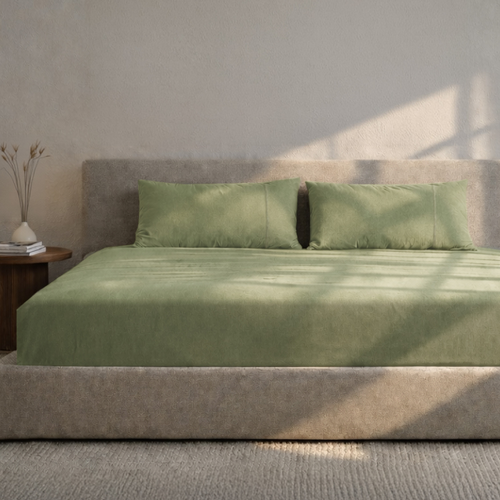 Soft, tightly woven bed linen set – Olive Green